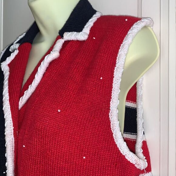 Vtg Belle Pointe beaded sweater vest - Picture 2 of 10